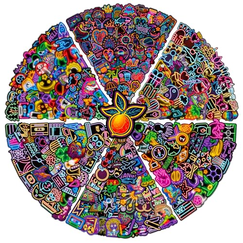 Neon Light Sticker Set Kinderen Tieners 300 stuks Neon Light Waterproof Vinyl Stickers Laptop Skateboard Koffer Helm Auto Fiets mobiele telefoon Motorrijwiel Bike Scrapbook Cadeau dagboek Cups