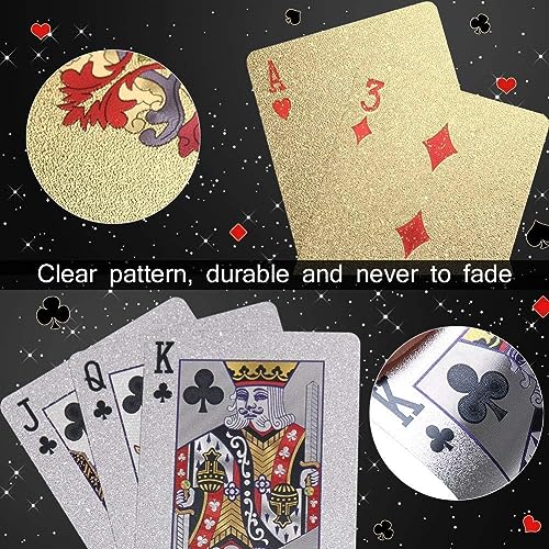 2 x Poker Card Spel, Waterdicht, Plastic, Diamant, Zwart, Kaart Games 54, Perfect voor partijen en Games