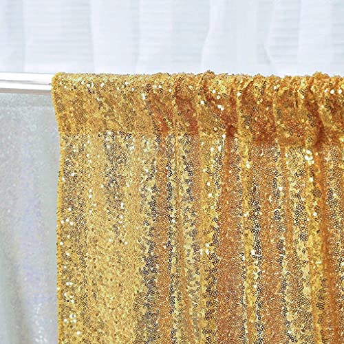 Gouden pailletten achtergrond gordijn 1,25m x 1,8m, Luxe pailletten gordijnen grote grootte Shimmer pailletten gordijn achtergrond achtergrond achtergrond voor bruiloft kerst ceremonie partij 4
