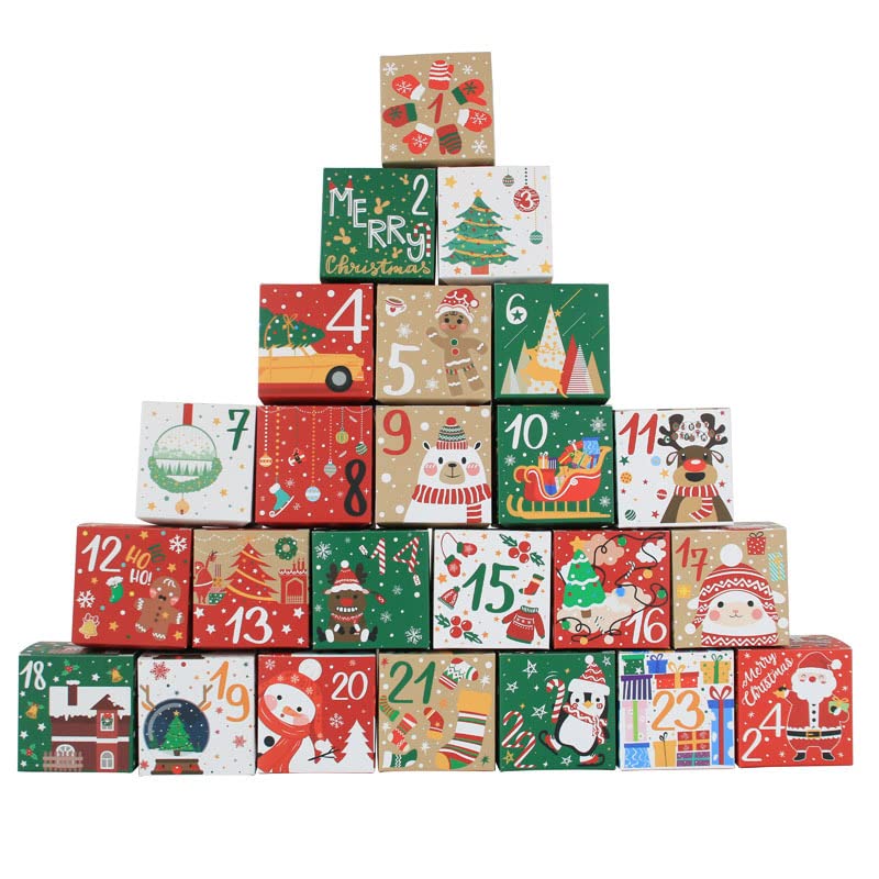Advent Kalender voor het vullen van 24 Advent kalender dozen, Mooie Cadeautas, Kerst thema's, Advent kalender dozen (C)