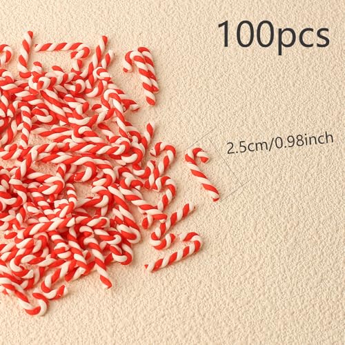 100 stuks mini-suikerstokken, decoratie, 21 mm, kerstboomversierening, doe-het-zelf mini-kersthanger, Kerstmis, hangende ornamenten voor kerstboom, kerstthemafeest, woondecoratie (A-rood)