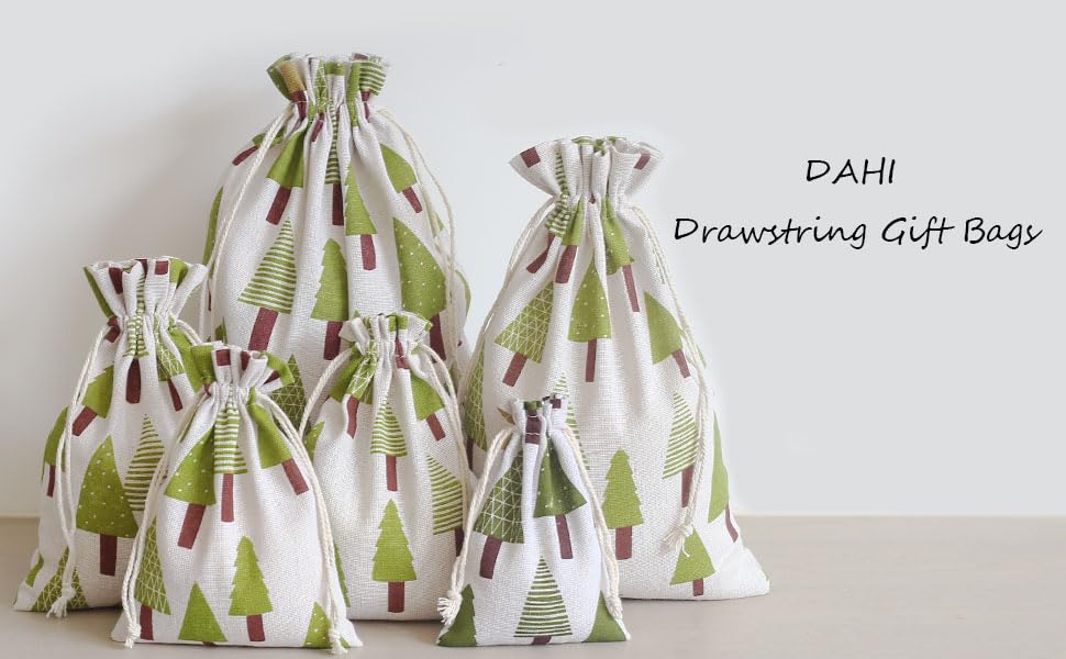 Katoenen tas met katoenen koord, cadeauzakjes voor Kerstmis (15 x 20 cm) 5