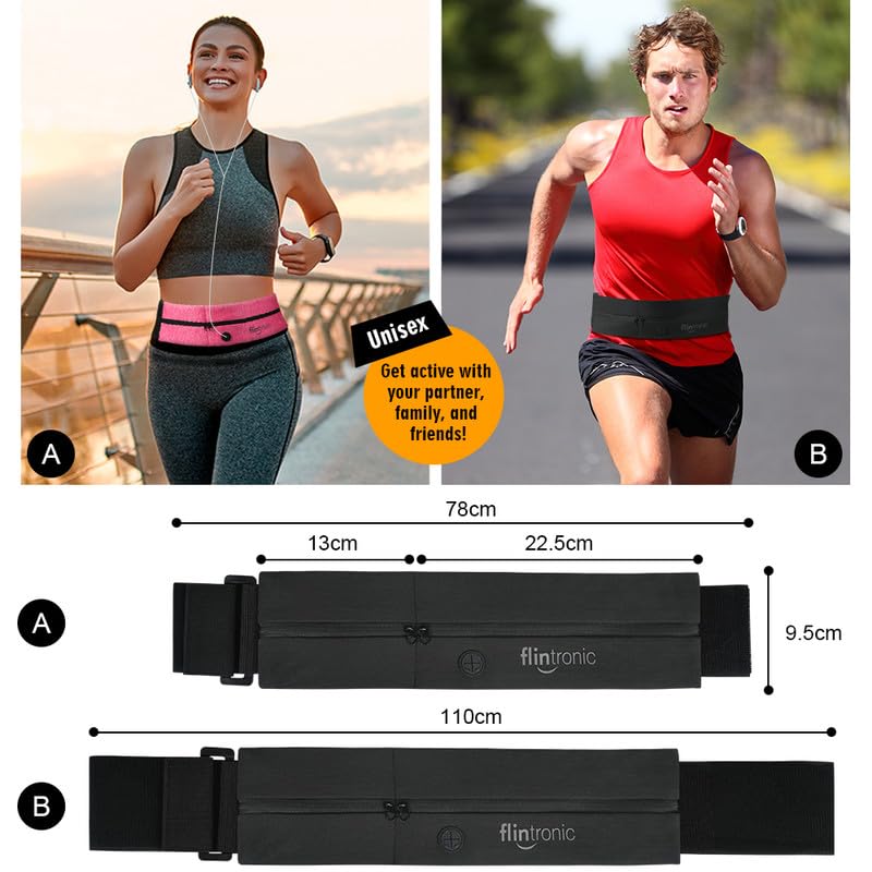 Running Belt, Fitness Belt met verstelbare elastische band, 2 onafhankelijke zakken en oortelefoon gat, Sweatproof Tas 5