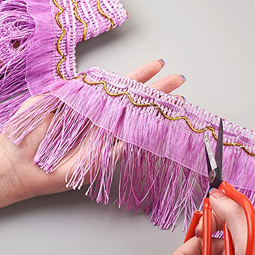 12m Fringe Lace Edge Fringe Samba Danskleding gordijn Trim Polyester Naaien geborduurd Ribbon 10cm Breedte, Lilac 5