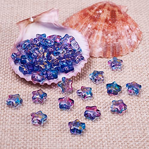 100Stuks glazen ster kralen, gespoten kleur kleur twinkling ster kralen met gouden folie voor DIY oorbellen ketting Choker armbanden sieraden maken gat: 1mm 3