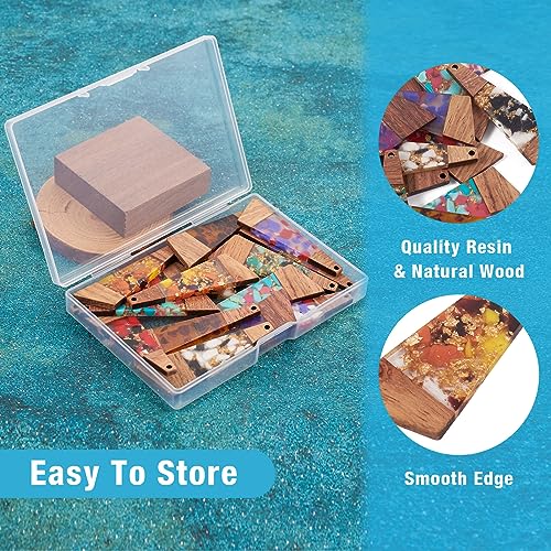 Hars Walnut Houten oorhangers Geometrische Charms Vintage Hars Houten Verklaring voor Dangle oorbel sieraden maken, Hout 4