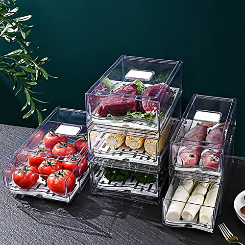 Fruitopslag, Koelkast conserveringsdoos, 1PC koelkast opslagdoos houder met afvoerplaat Fruit opslag Container opslagdoos (grote) 4