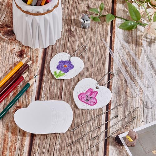 Set van 26 DIY Texture Art Drawing Paper, 3D Magic Foam Painting Set met ijzeren bal, hangerkettingen en Plastic Droppers voor het schilderen ambachten, hart papier 4
