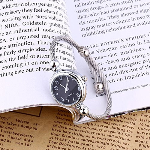 4 Kleuren Vrouw Analog Ronde Quartz Legering Band Open armband horloge polshorloge, dames mode tonen quartz armband(Digital Black Disk), Black Digital Disk, Classic 4