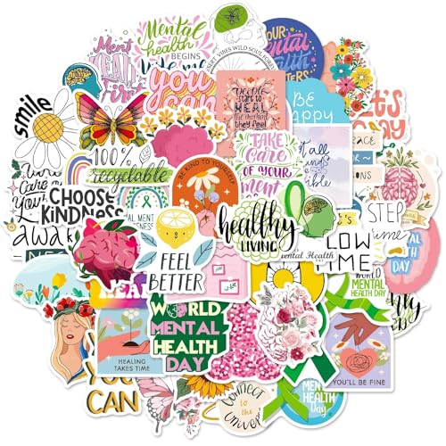 Geestelijke Gezondheid Stickers voor tieners en volwassenen, 50 stuks, geestelijke gezondheid, Vinyl Sticker Set, Auto, Motorfiets, Fiets, Skateboard, Snowboard, Bagage, Laptop, Koffer, Helm, Motorfiets