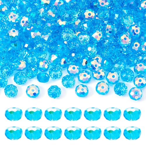 200Pcs Blauw Facet Glazen Kralen 8mm AB Kleur Crystal Rondelle Glas Spacer Kralen Galvaniseren Glazen Chunky Kralen voor DIY armband ketting oorbellen sieraden maken