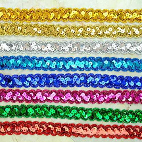13 m 23 mm Glitter Sequins Lace Ribbon Sequin Band Gevlochten Decoratieve Band Decoratieve Band Manchetten Sequin Ribbons Trim Band voor DIY Naaikostuums Ambacht Decoraties Zilver