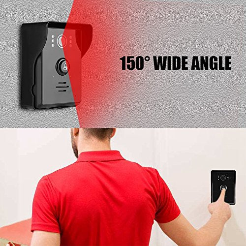 Video Intercom, bekabelde deurbel met 7 Inch Monitor, Nachtzicht Camera, 150° brede hoek, houder ontgrendelen, Two-Way Audio (Black) (EU) 5