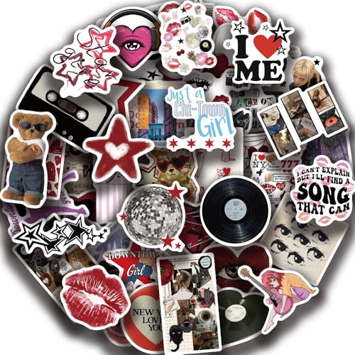 Y2k Preppy Sticker set Stickers voor tieners en volwassenen 50 stuks Downtown Y2K Meisjes Waterdichte Vinyl Stickers Automotor Fiets Skateboard Snowboard Bagage Laptop Kofferhelm 4