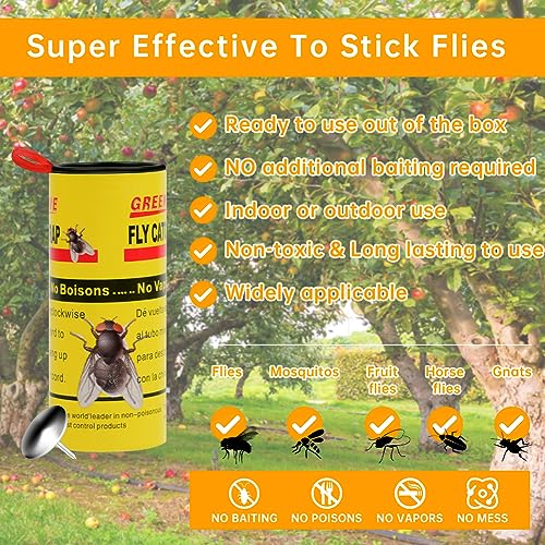 Fly Swatter Roll, 18 Flytraps voor Sticky Fruit, Lijm Trap voor Vliegen, Fly Paper voor binnen en buiten, Gebruik van Muggen en andere vliegende Insecten 5
