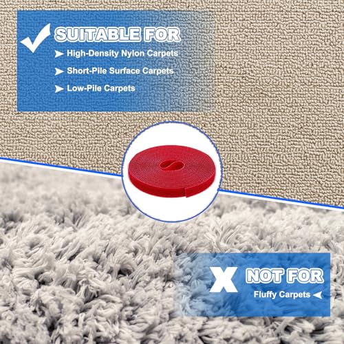 Tapijt Marker Strips 15mmx5m, 2 rollen Vloermarkeringen Nylon Strip Vloer Marker Tape voor klaslokaal Tapijt Teacher Supplies, Rood 4