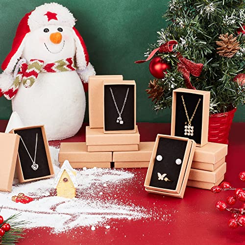 24 stuks kleine sterkte bruin karton dozen sieraden doos rechthoekige Karton sieraden dozen Kartonnen dozen met deksel voor Kerstmis ketting Ring Gifts Display 8x5x3