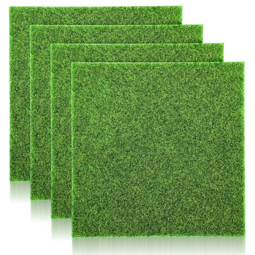 4 stuks nepgras decoratie 6 x 6 inch groen kunstgras miniatuur sprookjestuin graspleinen voor ambachtelijke buiten decoratie poppenhuis DIY Ornament