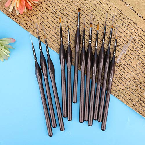 12 stuks Detail penseelset Miniatuur kunstborstel Fijne lijn voor aquarel olie acryl, knutselen Modellen Rock Schilderen, Nagel Schilderen (12 PCS)
