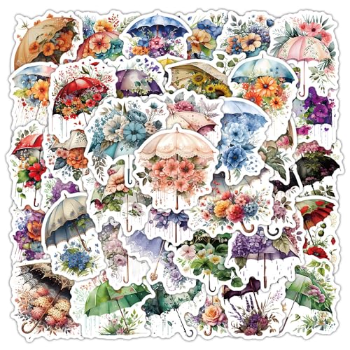 Paraplu Stickers voor tieners en volwassenen, 50 stuks paraplu Vinyl Sticker Set, Auto, Motorfiets, Fiets, Skateboard, Snowboard, Bagage, Laptop, Koffer, Helm, Motorfiets, Computer