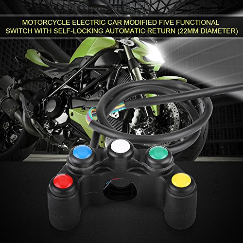 Koplampschakelaar Relais Universele 22mm motorhendel 5 in 1 Hazard rem mistlicht Hoorn AAN/UIT Switch