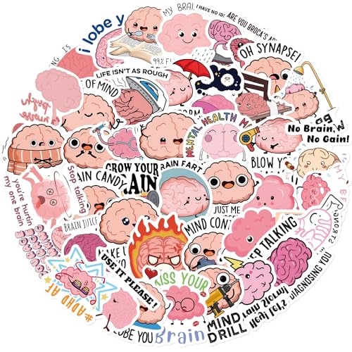 Hersensticker set, 50 stuks, grappig brein, waterdichte Vinyl Stickers, Auto, Motorfiets, Fiets, Skateboard, Snowboard, Bagage, Laptop, Koffer, Helm 3
