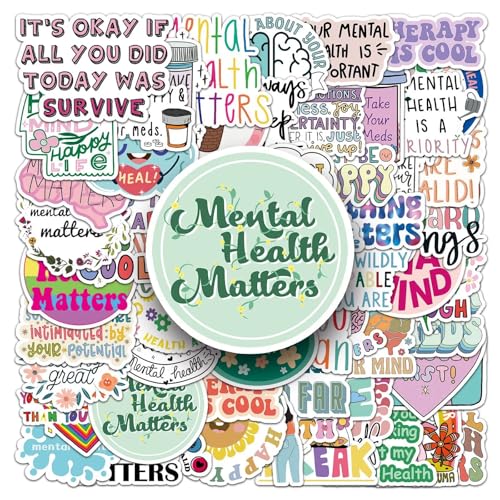 Geestelijke Gezondheid Stickers voor tieners en volwassenen, 100 stuks, Geestelijke Gezondheid, Waterdichte Vinyl Sticker Set, Auto, Motorfiets, Fiets, Skateboard, Snowboard, Bagage, Laptop koffer, Helm