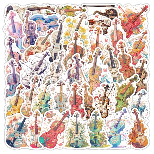 Viool Stickers voor tieners en volwassenen, 50 stuks, Viool Vinyl Sticker Set, Auto, Motorfiets, Fiets, Skateboard, Snowboard, Bagage, Laptop, Koffer, Helm, Motorfiets, Computer
