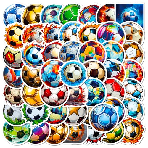 Kinder Gemengde Voetbal Sticker Set, 50 stuks, Voetbal, Waterdichte Vinyl Stickers, Laptop, Skateboard, Koffer, Helm, Auto, Fiets, Mobiele telefoon, Motorfiets, Fiets, Scrapbook, Cadeau
