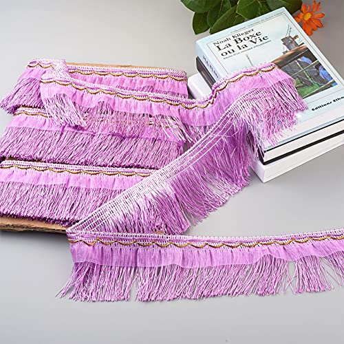 12m Fringe Lace Edge Fringe Samba Danskleding gordijn Trim Polyester Naaien geborduurd Ribbon 10cm Breedte, Lilac 3