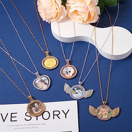 27 Stuks Legering Rhinestone Hanger Cabochon Instellingen Rotating Flat Ronde Hart Hangers Messing Kettingen Ketting maken voor DIY ketting sieraden maken 5