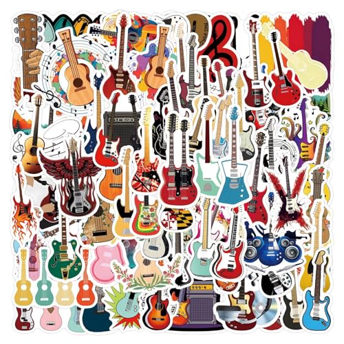 Gitarstickers voor jongeren en volwassenen, 100 stuks, gitaar, vinyl stickerset, auto, motorfiets, fiets, skateboard, snowboard, bagage, laptop, koffer, helm, motorfiets, computer