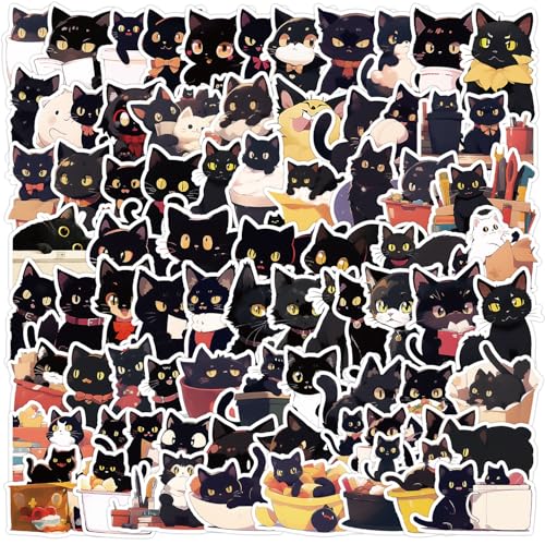 Zwarte Kat Stickers Set van 100 Zwarte Kat Waterdichte Vinyl Stickers Automotor Fiets Skateboard Snowboard Bagage Laptop Koffer Helm Motorfiets Computer