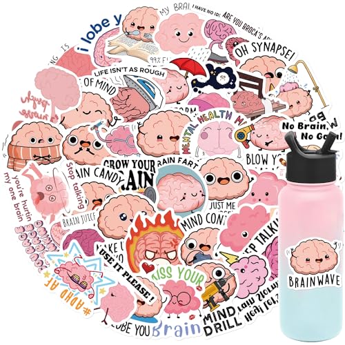 Hersensticker set, 50 stuks, grappig brein, waterdichte Vinyl Stickers, Auto, Motorfiets, Fiets, Skateboard, Snowboard, Bagage, Laptop, Koffer, Helm