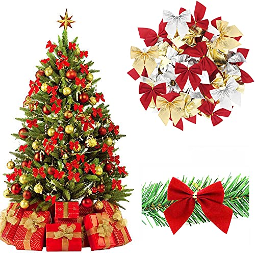 120 stuks Cadeau Bow, Kerstboom Decoratie, Kleine Decoratieve Bow, Kerst Bow voor Kerstmis, Verjaardag, Bruiloft, Cadeautassen, Suikertassen voor ambachten, Decoreren, Diameter 5 cm, Rood