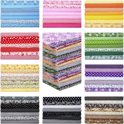 70 stuks 25x25cm Katoenen Stof Vierkanten, Bloemen Gedrukt Patchwork Quilting Stof voor DIY ambachten, Zachte Pre-Cut Naaidoek voor tassen, Kussens, Poppenkleding (25 x 25cm)