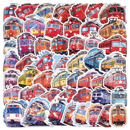 Red Locomotive Sticker Set Stickers voor jongeren Volwassenen 50 stuks Red Train Waterproof Vinyl Stickers Automotor Fiets Skateboard Snowboard Bagage Laptop Kofferhelm