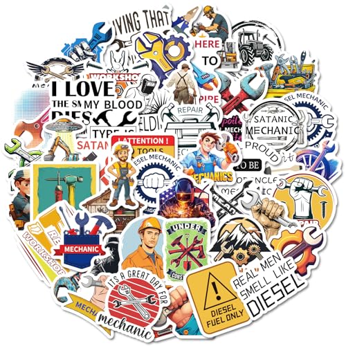 Stickers voor Mechanics Kids Tieners 50 stuks Machine Waterdicht Vinyl Laptop Skateboard Koffer Helm Autofiets mobiele telefoon Motorrijwiel Bike Scrapbook Cadeaudagboek 5