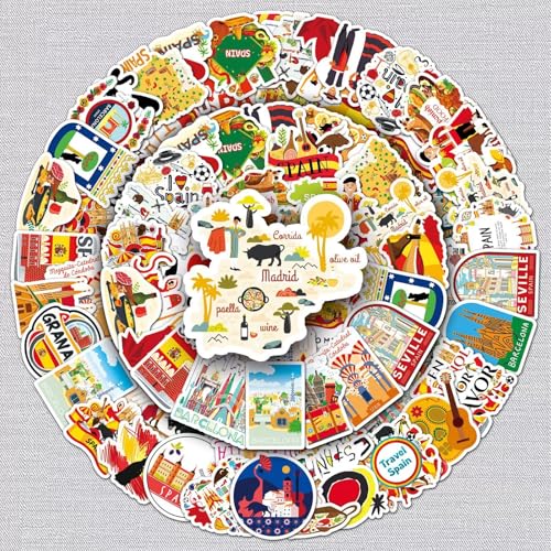 Spanje Stickers voor tieners en volwassenen, 50 stuks, Spanje Vinyl Sticker Set, Auto, Motorfiets, Fiets, Skateboard, Snowboard, Bagage, Laptop, Koffer, Helm, Motorfiets, Computer