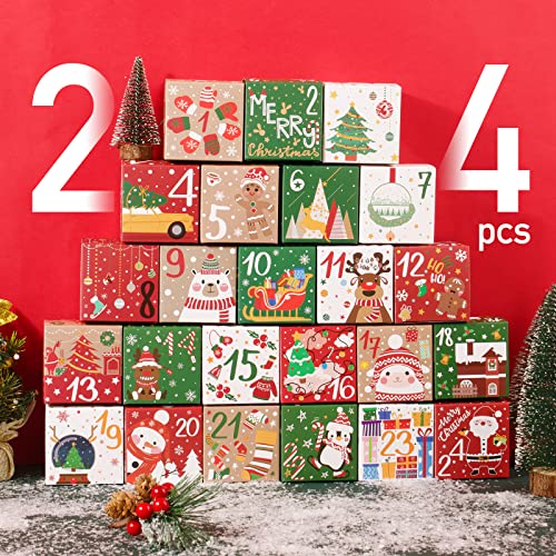 Advent kalender voor het vullen, 24 stuks, 7 x 7 x 7 cm, geschenkdoos, kerstkalender voor ambachten, papieren doos, geschenkdozen voor Kerstmis, geschenken voor kinderen, enz. 3