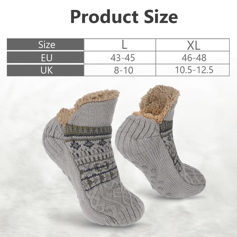 Slipper Sokken voor mannen en vrouwen, Fluffy Warm Cosy Sokken, Warm Wool Lined Sokken, Non-Slip Vloer Sokken voor binnen en thuis, 1 Paar