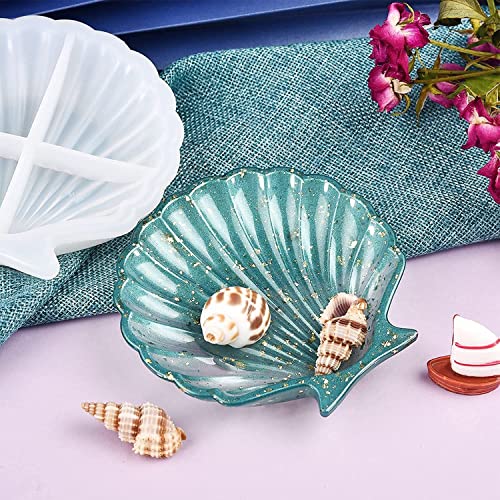 Shell Jewelry Tray Mold Seashell Siliconen Opbergplaat Vorm, DIY Tray Silicone mal Seashell Siliconen opslagplaat Vorm Eenvoudig te verwijderen voor DIY ambachten Home Decoratie Ring Trin 5