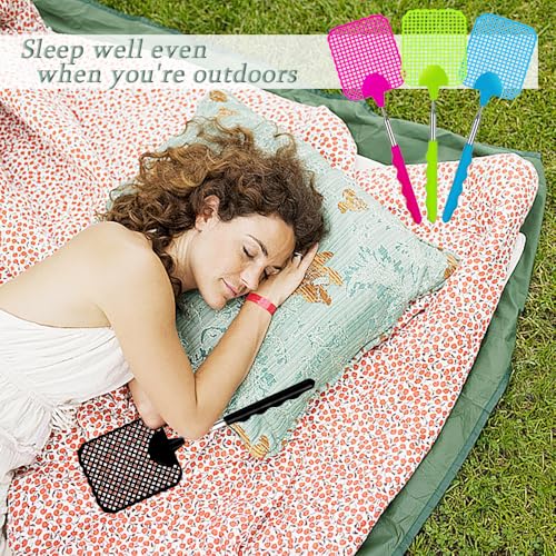 5 Piece Fly Swatter Uitschuifbare Swatter Sterk Flexibele handleiding Zwakke Set Kleurrijke Fly Swatter Handleiding Instelbaar Zwak met roestvrij staal Telescopische handgreep voor vliegen 3