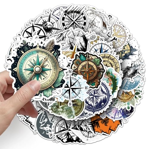 Kompas Stickers voor tieners en volwassenen, 50 stuks, Kompas Roze, Vinyl Sticker Set, Auto, Motorfiets, Fiets, Skateboard, Snowboard, Bagage, Laptop koffer, Helm, Motorfiets, Computer 5