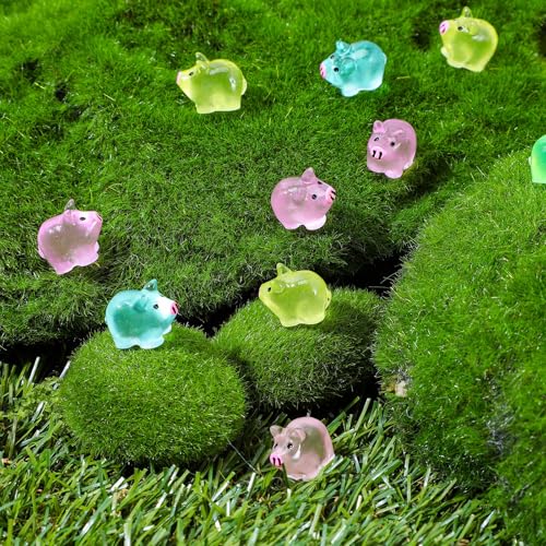 60 stuks kleine lichtgevende Mini Hars Varkensdecoratie Lucky Pig Minihars Dieren Kleine figuren Pig in de donkere Mini Resin figuren Pig Mini Varkens Mini Varkens voor Tuin Dollhouse 5