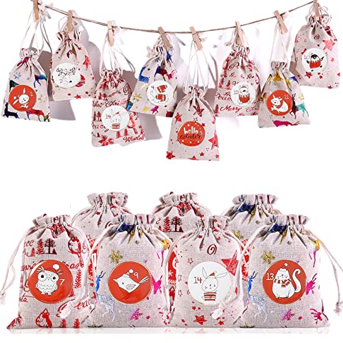 Advent kalender nummers knoppen nummer 1-25 voor DIY Kerst kalender voor jute zakken, pins (rood)