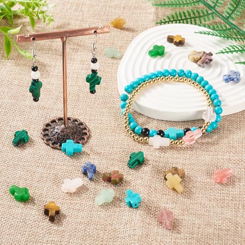 30 st. Natuurlijke gemengde edelsteen kralen voor Pasen Kruis kralen Bulk Crucifix Cross Gem Losse stenen kralen Mini Kruisen voor Rozenkrans ketting armband sieraden maken