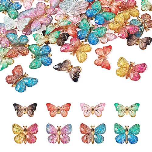 Vlinders Charms Hangers Hars vlinders Dangle Charms Kralen Vlinder Platte Terug Ornamenten voor oorbellen sieraden ambachtelijk maken, Hars, Hars, Hars, hars