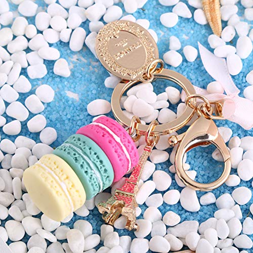 Leuke Macaron Cake Keychain Tower auto sleutelhanger tas portemonnee hanger voor vrouwen Pink Bag Charms(Red Rose)