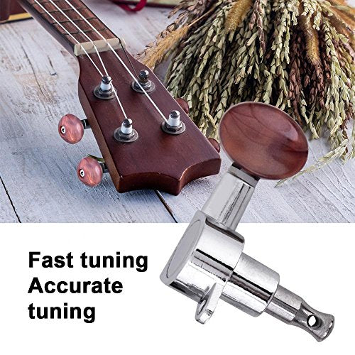 Ukulele String Tuning Pegs, 2L2R Geschlossene Locking Tuner Rot Runde Mechaniken f ̈1r Ukulele 4